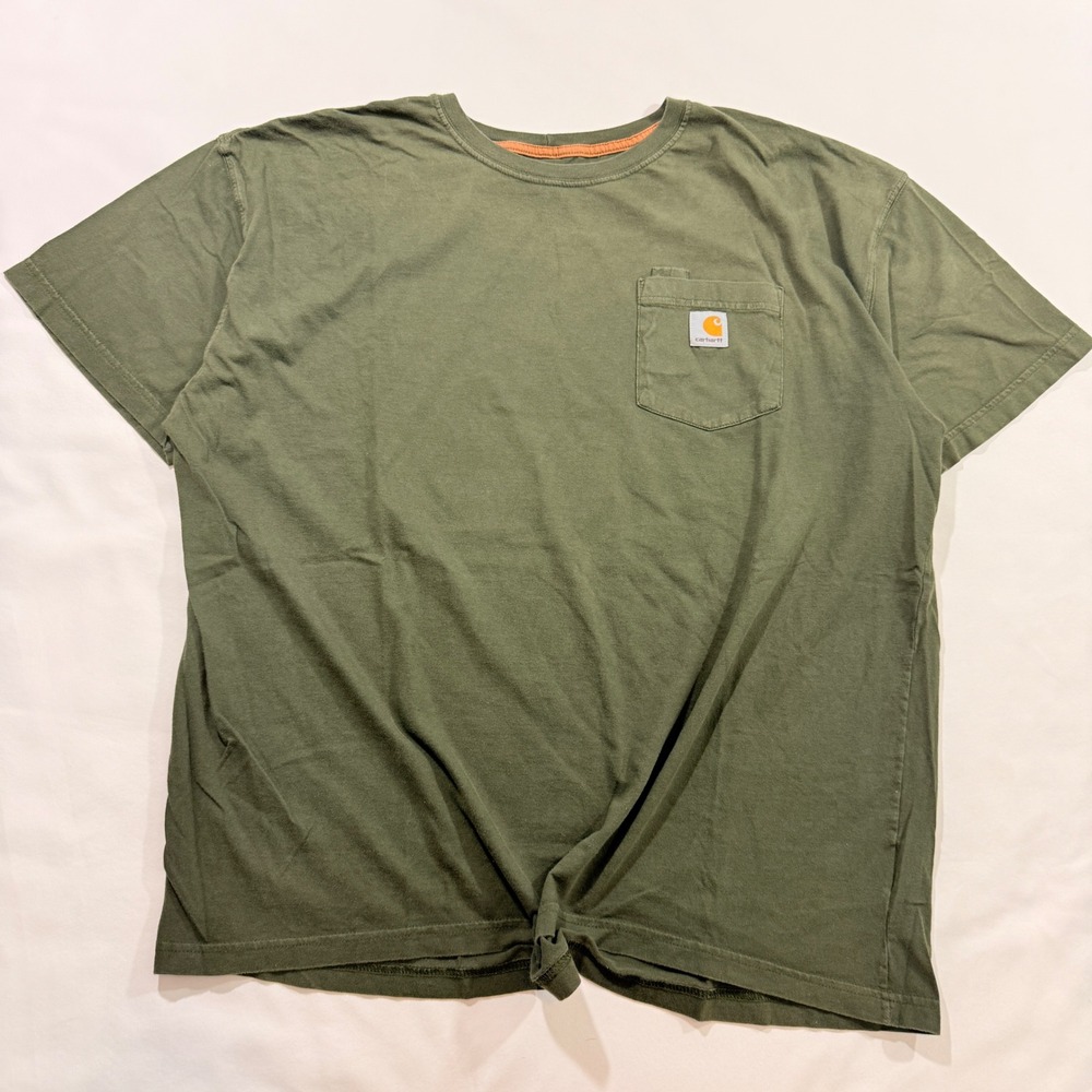 Carhartt Pocket T-Shirt Mens 2XL Olive Green Short Sleeve Workwear Tee
